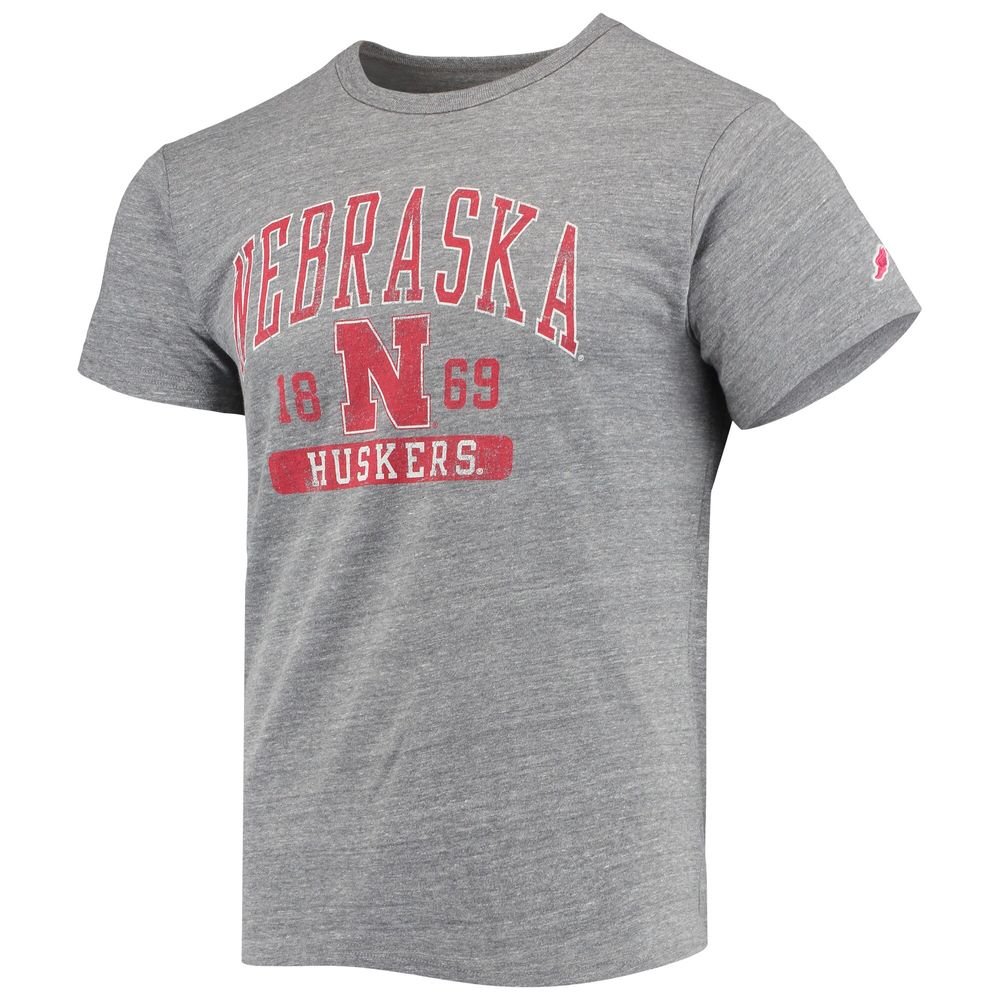 Men's League Collegiate Wear Heathered Gray Nebraska Huskers Volume Up Victory Falls Tri-Blend T-Shirt