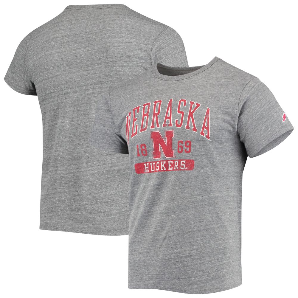 Men's League Collegiate Wear Heathered Gray Nebraska Huskers Volume Up Victory Falls Tri-Blend T-Shirt