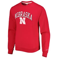 Men's League Collegiate Wear Scarlet Nebraska Huskers 1965 Arch Essential Lightweight Pullover Sweatshirt