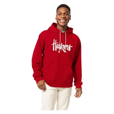 Men's League Collegiate Wear Scarlet Nebraska Huskers Vintage Logo Essential Fleece 2.0 Pullover Hoodie