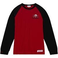 T-shirt à manches longues raglan flammé légendaire Mitchell & Ness Scarlet Nebraska Huskers pour hommes