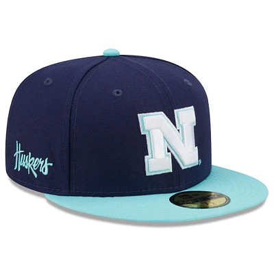 Men's New Era Navy/Light Blue Nebraska Huskers 59FIFTY Fitted Hat