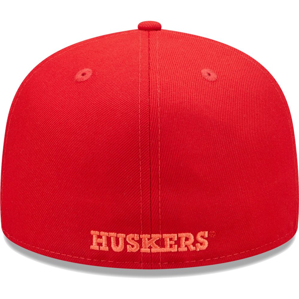 Men's New Era Scarlet Nebraska Huskers Bright Undervisor 59FIFTY Fitted Hat