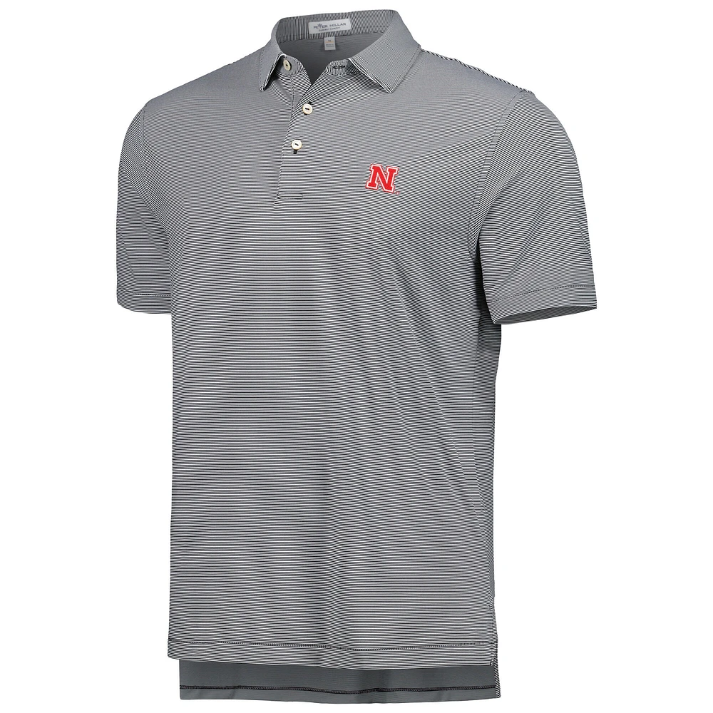 Polo en jersey rayé Performance Peter Millar Huskers du Nebraska Jubilee pour homme, noir