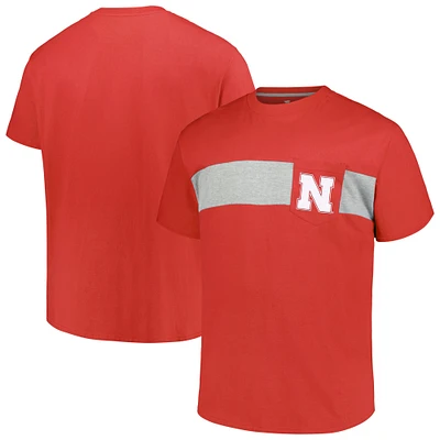 T-shirt à rayures colorées pour hommes Profile Scarlet Nebraska Huskers Big & Tall