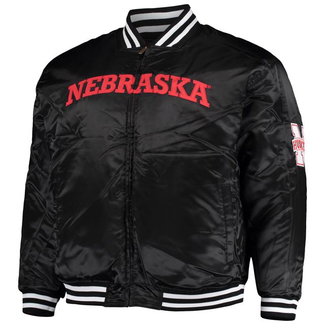 Veste homme Nebraska Huskers Tailles Big & Tall réversible en satin écarlate/noir