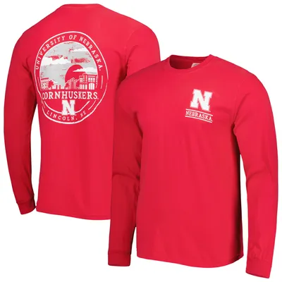 T-shirt à manches longues Scarlet Nebraska Huskers Circle Campus Scene pour homme