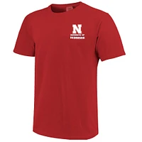 Men's Scarlet Nebraska Huskers Striped Campus Skyline T-Shirt