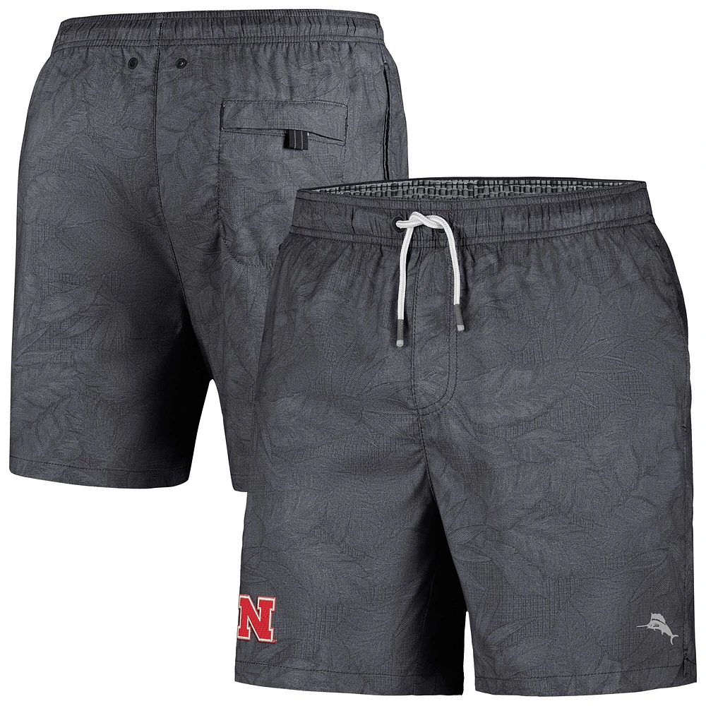 Maillot de bain Tommy Bahama pour homme noir Nebraska Huskers Naples Layered Leaves