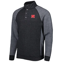 Men's Tommy Bahama Black Nebraska Huskers Sport Scrimmage Snap Mock Neck Raglan Button-Up Jacket