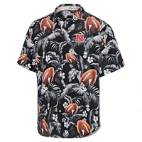 Men's Tommy Bahama Black Nebraska Huskers Veracruz Cay First Down Blooms Button-Up Shirt