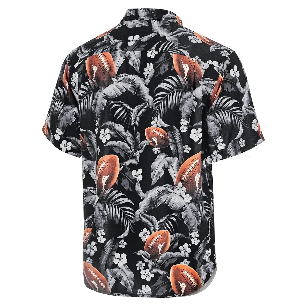 Men's Tommy Bahama Black Nebraska Huskers Veracruz Cay First Down Blooms Button-Up Shirt