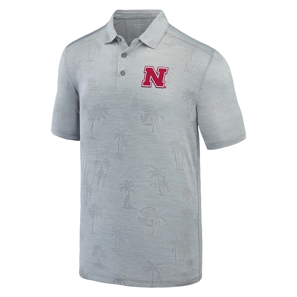 Polo Tommy Bahama gris Nebraska Huskers Sport Palm Coast Palmera IslandZone pour hommes