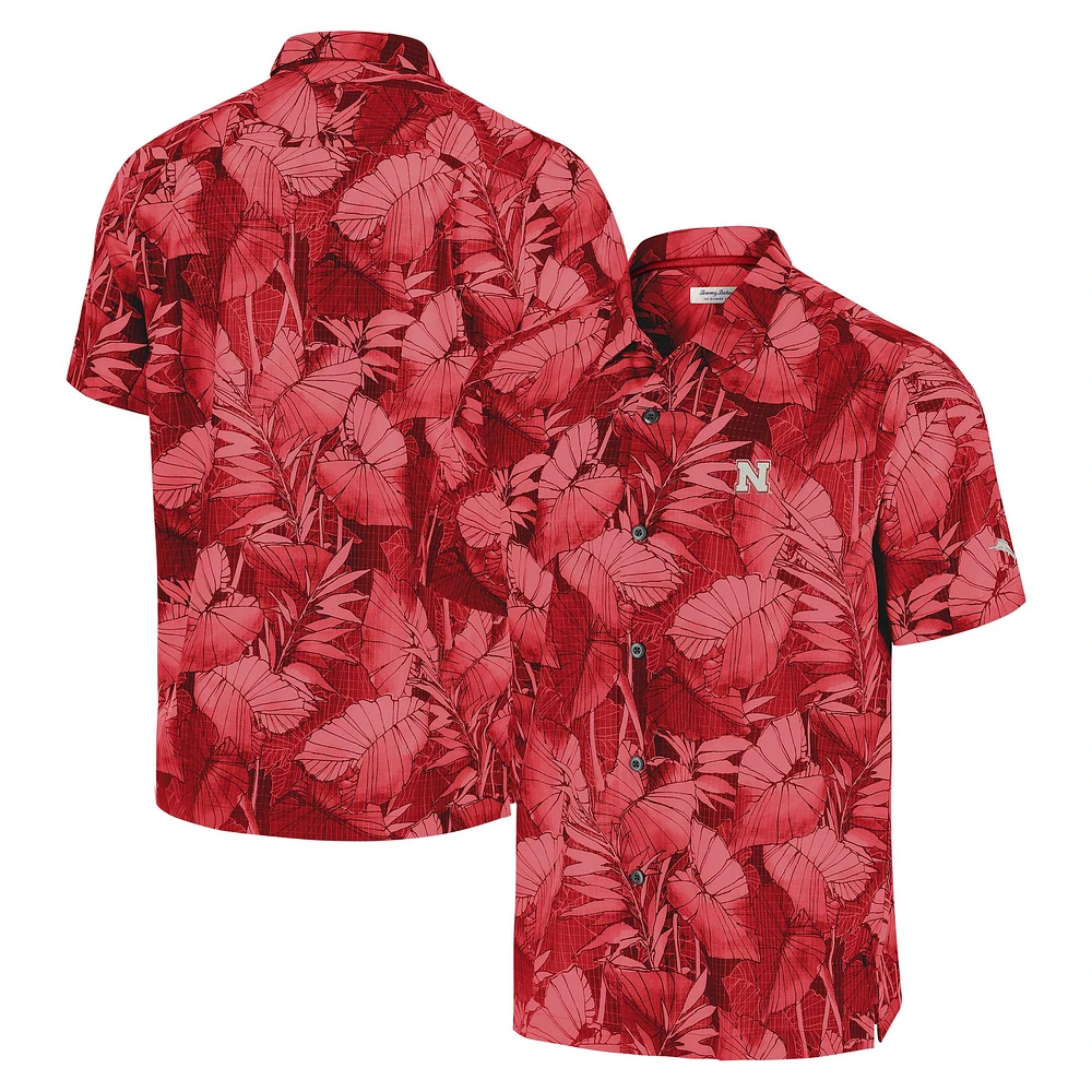 Chemise boutonnée pour homme Tommy Bahama Scarlet Nebraska Huskers Coast Nuevo Fronds