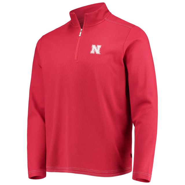 Tommy Bahama Scarlet Nebraska Huskers Emfielder 2.0 IslandZone Veste à quart de zip pour homme