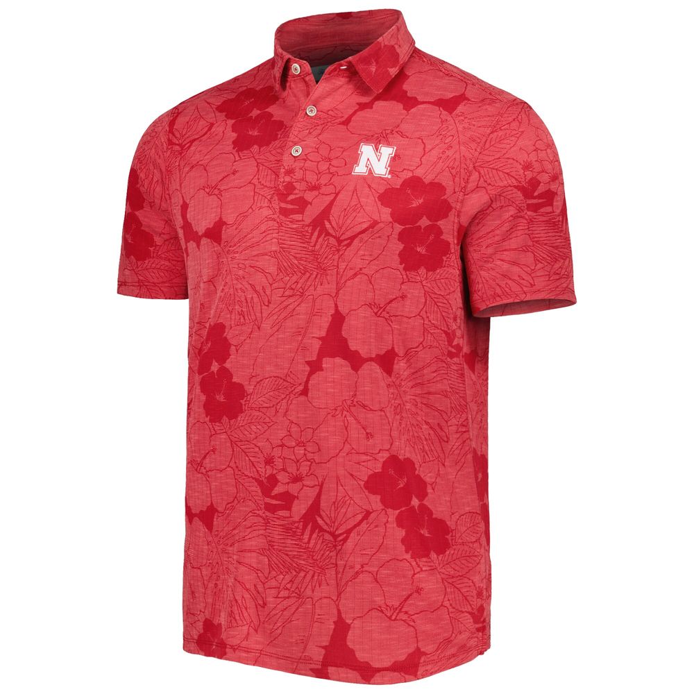 Men's Tommy Bahama Scarlet Nebraska Huskers Miramar Blooms Polo