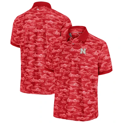 Men's Tommy Bahama Scarlet Nebraska Huskers Sport Bay View Polo