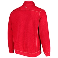 Men's Tommy Bahama Scarlet Nebraska Huskers Sport Tobago Bay Tri-Blend Mock Neck Half-Zip Jacket