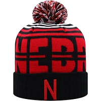 Men's Top of the World Black/Scarlet Nebraska Huskers Colossal Cuffed Knit Hat with Pom