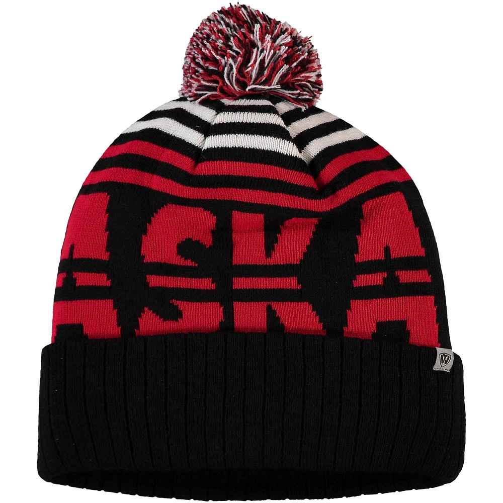 Men's Top of the World Black/Scarlet Nebraska Huskers Colossal Cuffed Knit Hat with Pom