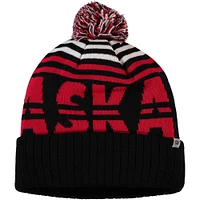 Men's Top of the World Black/Scarlet Nebraska Huskers Colossal Cuffed Knit Hat with Pom