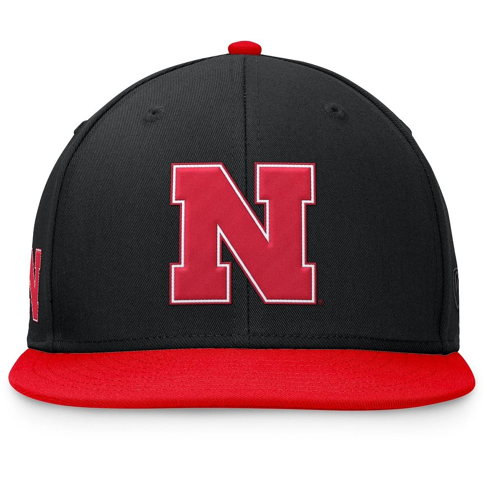 Men's Top of the World Black/Scarlet Nebraska Huskers Rally Two-Tone Fitted Hat