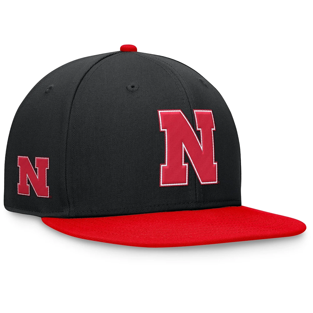 Men's Top of the World Black/Scarlet Nebraska Huskers Rally Two-Tone Fitted Hat