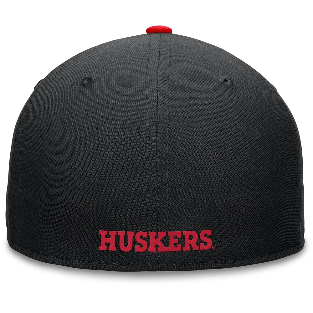 Men's Top of the World Black/Scarlet Nebraska Huskers Rally Two-Tone Fitted Hat