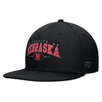 Casquette Snapback Top of the World noire des Nebraska Huskers Bullpen pour hommes