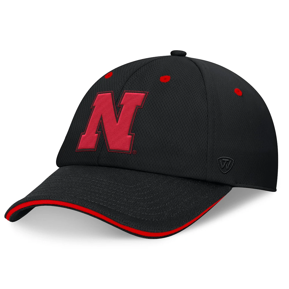 Casquette réglable Top of the World Black Nebraska Huskers Release pour hommes