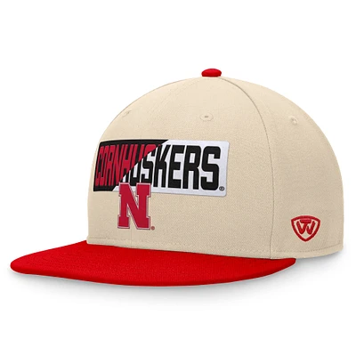 Men's Top of the World Khaki Nebraska Huskers Goalaso Snapback Hat