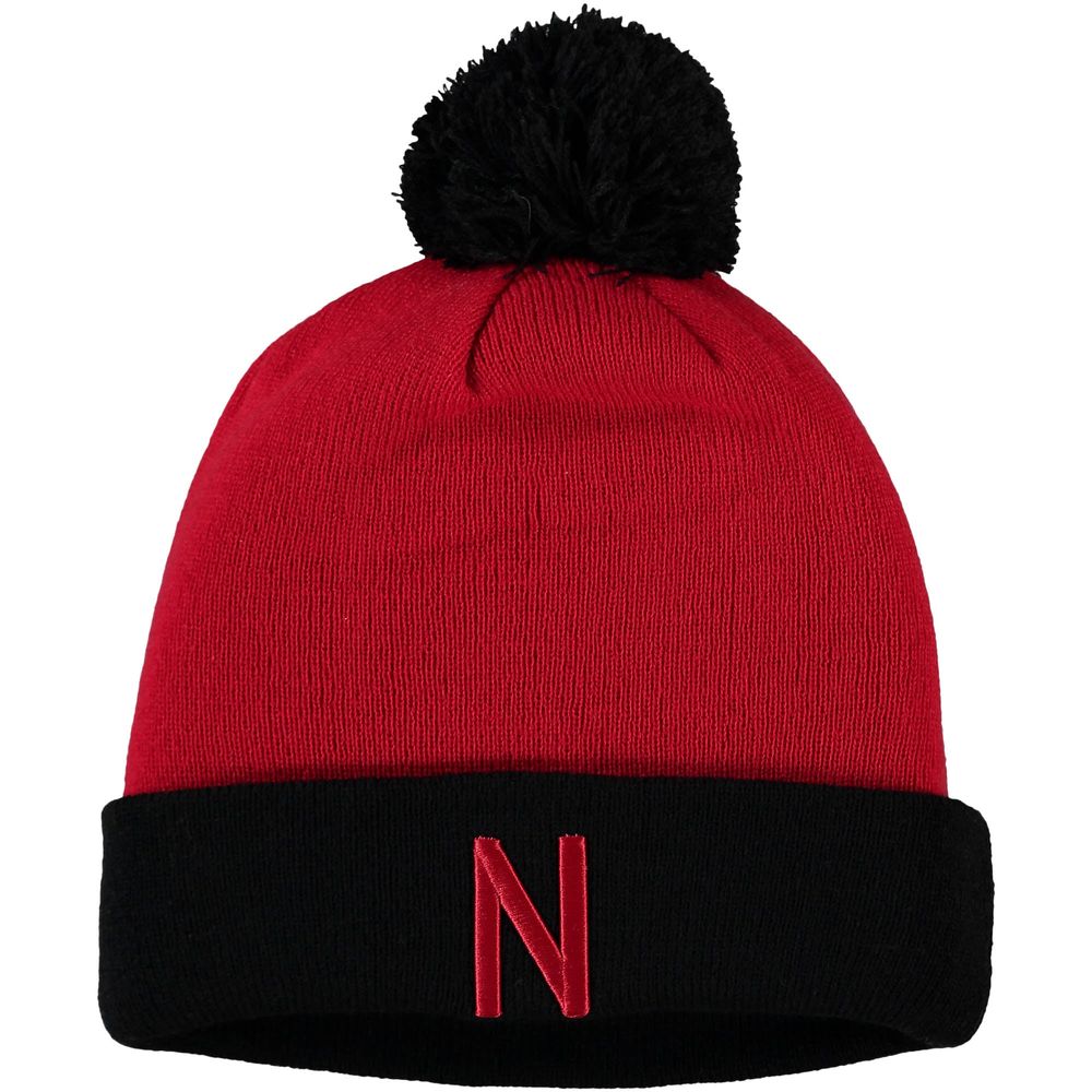 Men's Top of the World Scarlet/Black Nebraska Huskers Core 2-Tone Cuffed Knit Hat with Pom