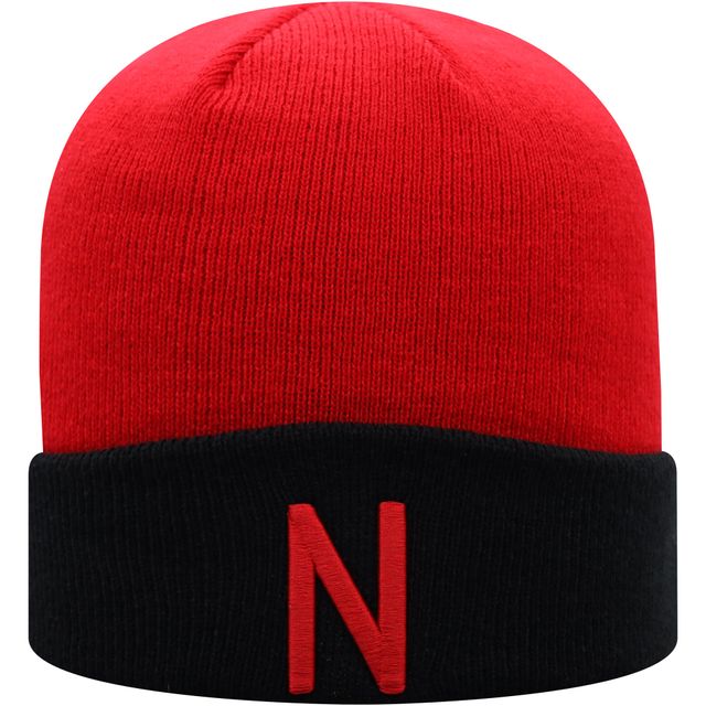 Bonnet en tricot à revers Nebraska Huskers Core 2 tons écarlate/noir pour hommes Top of the World