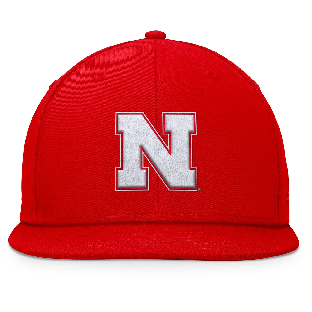 Casquette Snapback fondamentale Top of the World Scarlet Nebraska Huskers pour hommes