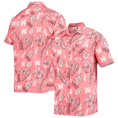 Nebraska Huskers Wes & Willy Vintage Floral Button-Up Shirt - Scarlet