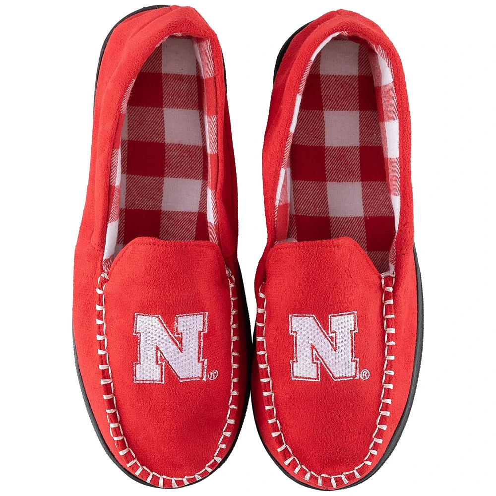 Men's ZooZatz Nebraska Huskers Flannel Moccasin Slippers