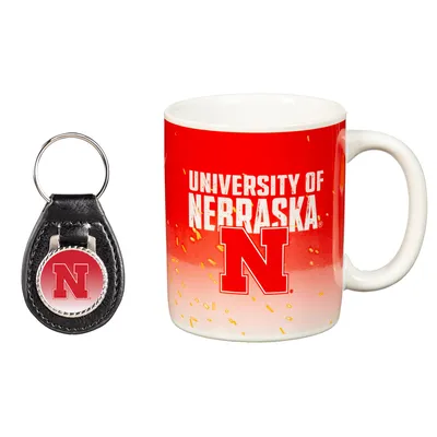 Nebraska Huskers 11oz. Ceramic Coffee Cup & Leather Keychain Gift Set