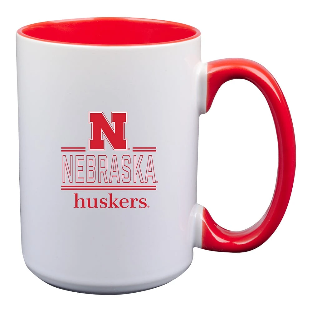 Huskers du Nebraska 15oz. Tasse en céramique de couleur intérieure Classic Crew