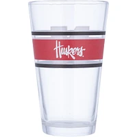 Huskers du Nebraska 16 oz. Verre à pinte à rayures