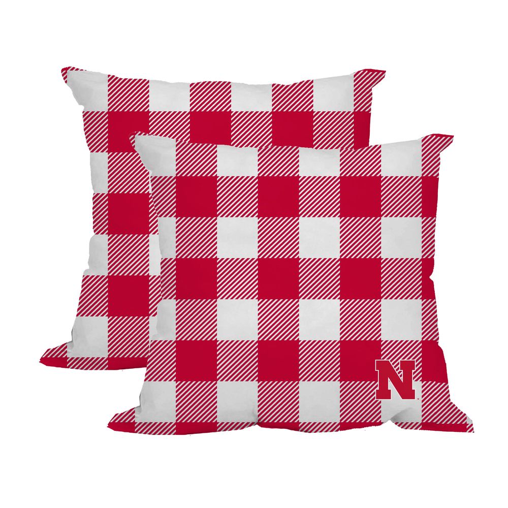 Nebraska Huskers 2-Pack Buffalo Check Plaid Outdoor Pillow Set