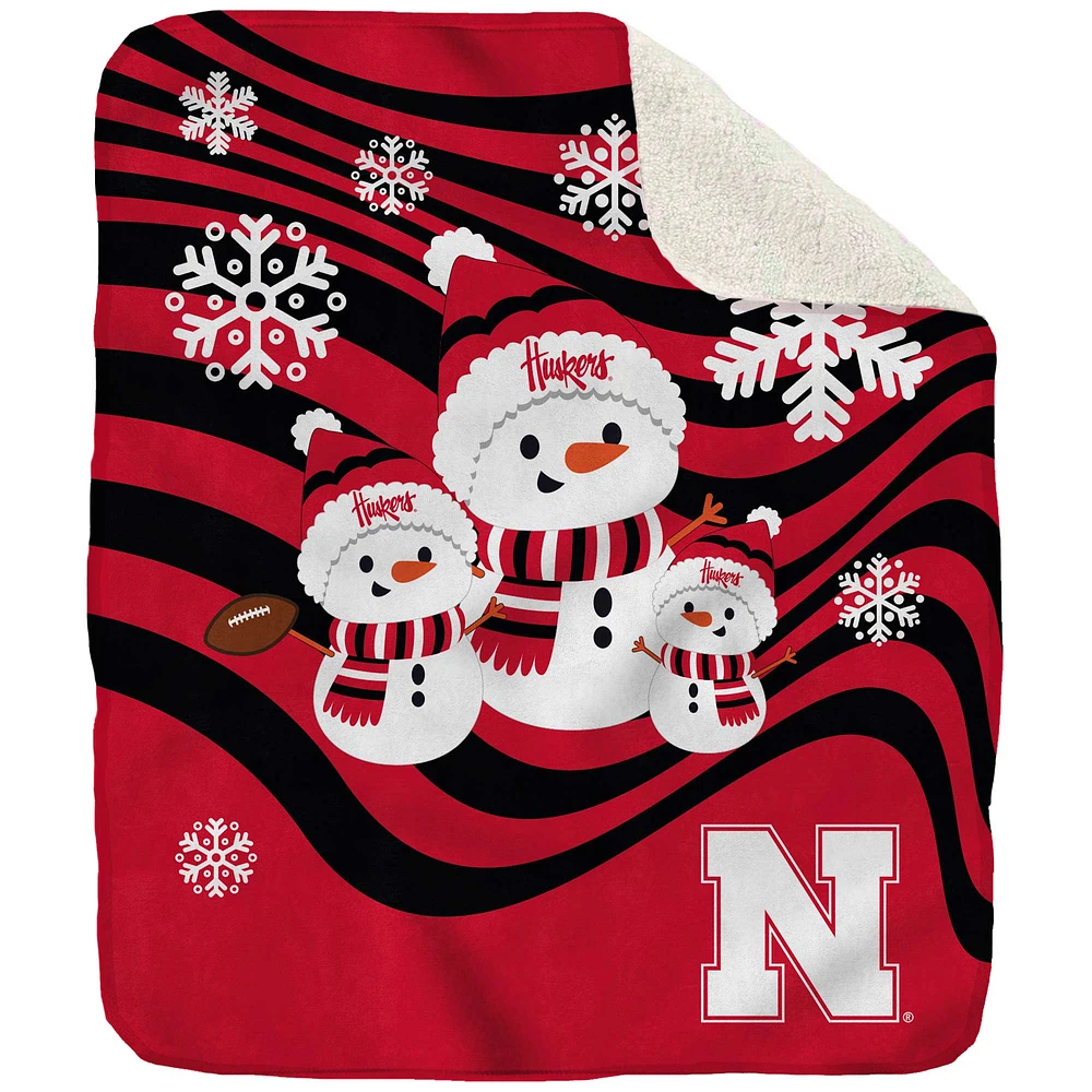 Nebraska Huskers 50'' x 60'' Snowman Sherpa Blanket