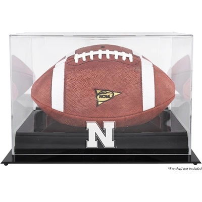 Nebraska Huskers Black Base Team Logo Football Display Case with Mirror Back