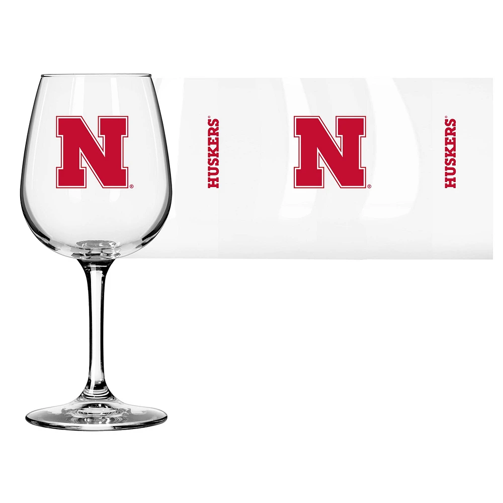 Verre à vin à pied avec logo Nebraska Huskers de 12 oz