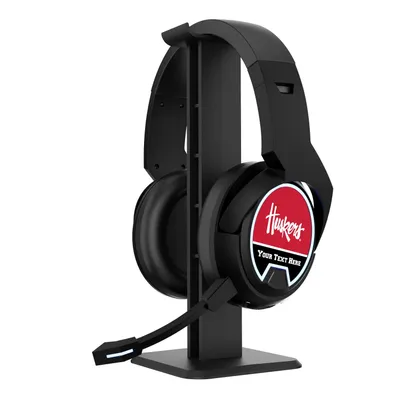 Nebraska Huskers Logo Personalized Bluetooth Gaming Headphones & Stand