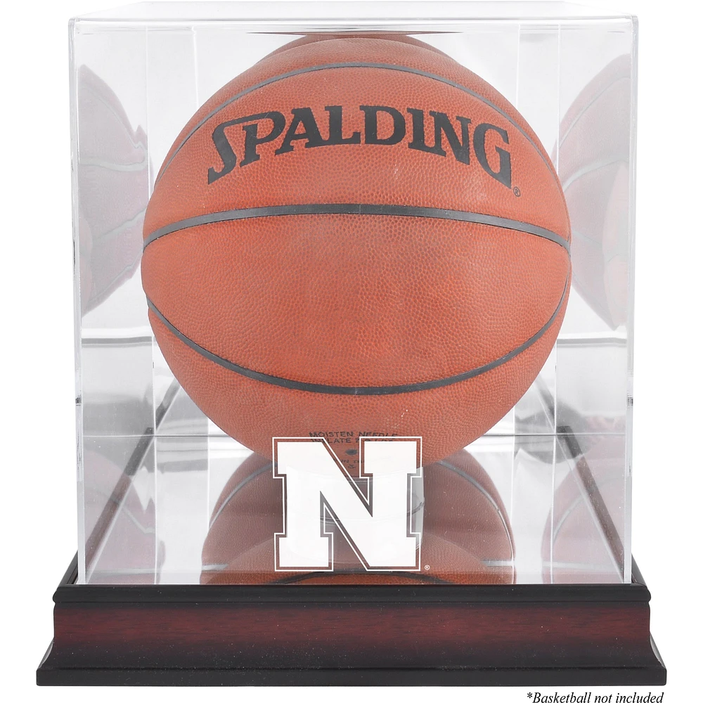 Nebraska Huskers Mahogany Antique Finish Basketball Display Case with Mirror Back