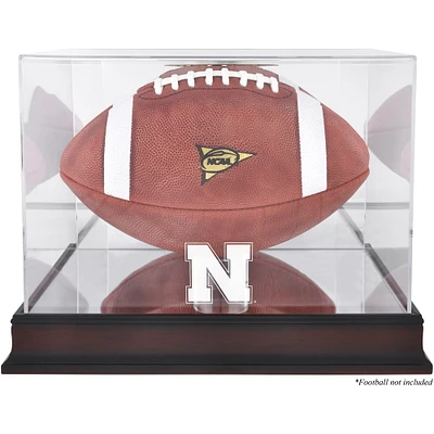 Nebraska Huskers Mahogany Base Logo Football Display Case with Mirror Back