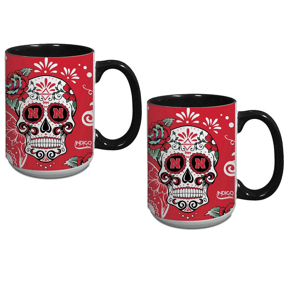 Nebraska Huskers Two-Pack Dia De Los Muertos Mug Set