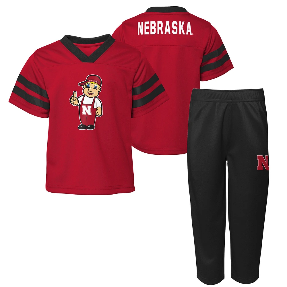 Preschool Scarlet Nebraska Huskers Two-Piece Red Zone Jersey & Pants Set