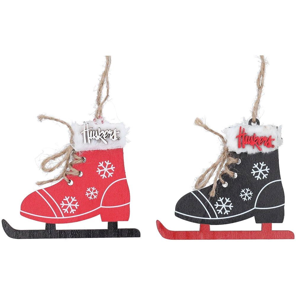 The Memory Company Nebraska Huskers Two-Pack Ice Skate Ornament Set