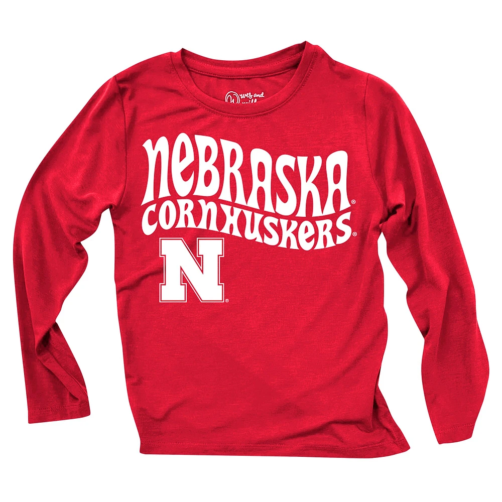 Toddler Wes & Willy  Nebraska Huskers Long Sleeve Top and Striped Tri-Blend Leggings Set